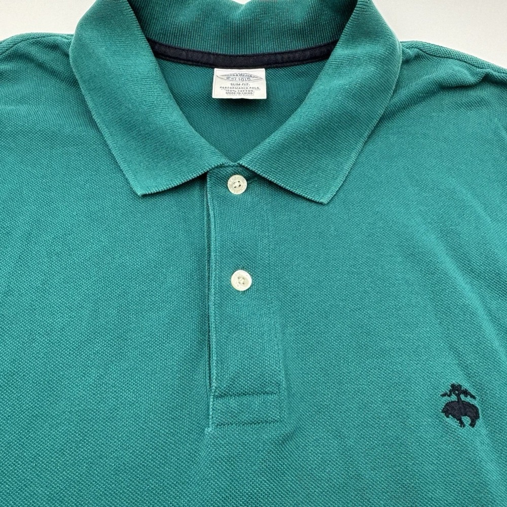 Brooks‎ Brothers Performance Polo Shirt Men XL Slim Fit Green Pique Cotton